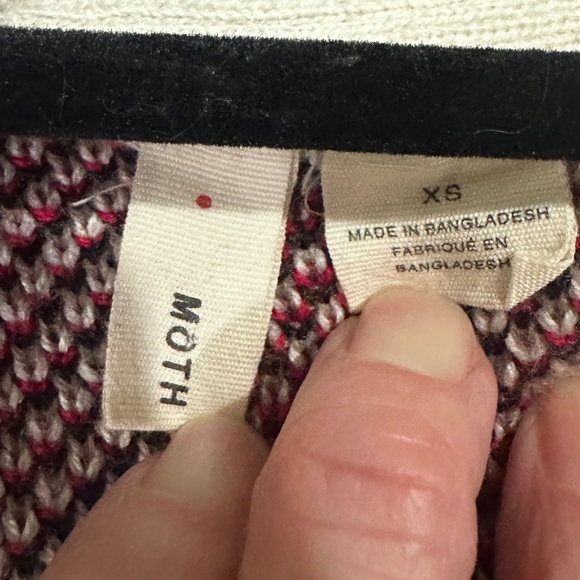 Anthropologie Moth Black and Red Aztec Patterned Sweater Coat - Picture 2 of 10